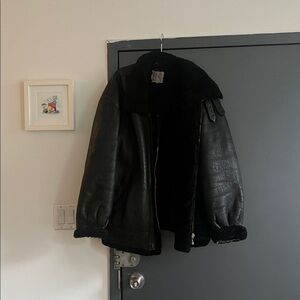 Black Shearling Leather Jacket B-3 type